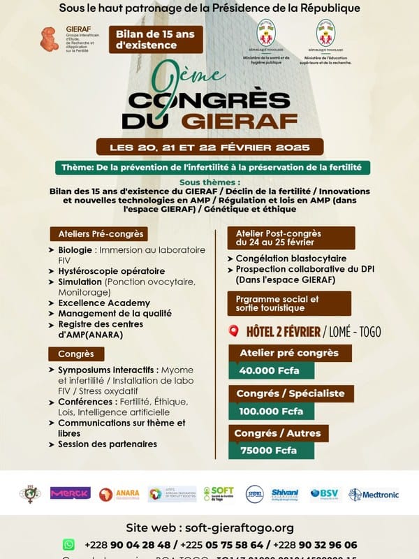 Affiche officielle du 9e Congrès du GIERAF — Lomé 2025